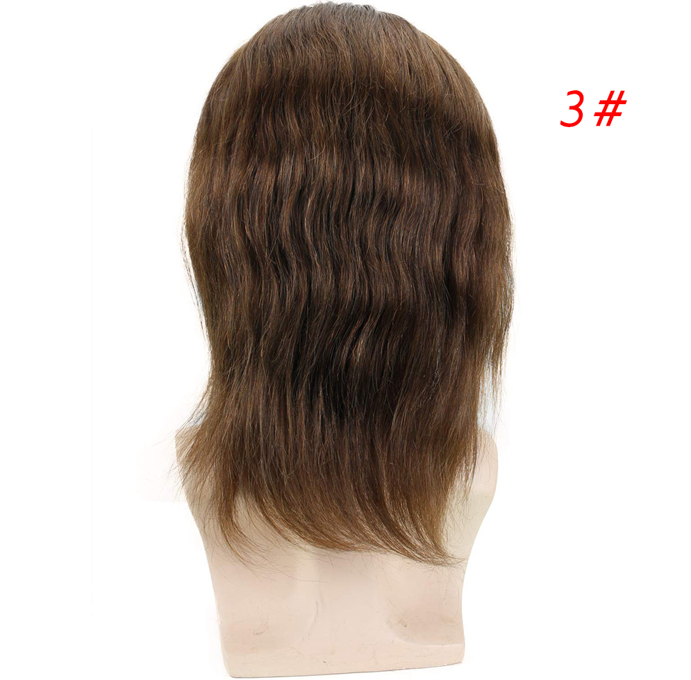 12" Long Mens Toupee Hairpiece Mono Lace With PU Replacement Men Toupee Wig Straight Brazilian Remy Human Hair 10" x 8" Toupees