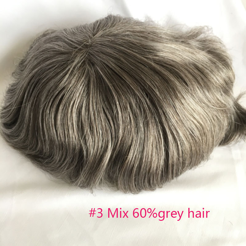 Toupee Hair Piece Swiss Mono Lace With Soft Thin Skin Toupee For Men With 10"X8" Virgin Human Hair Slight Wave Men's Replacement Hairpiece