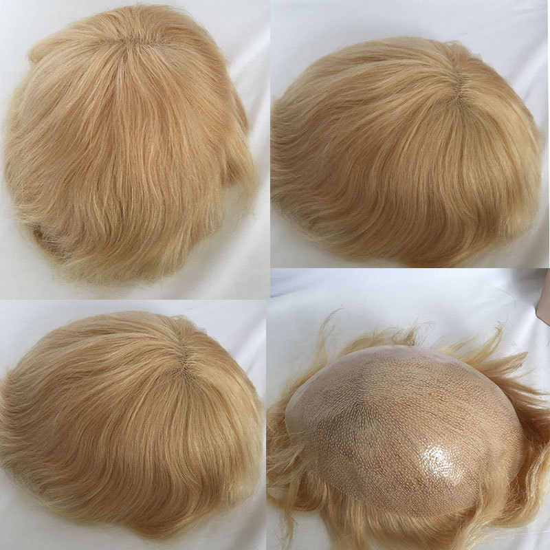 613 Human Hair Men's Toupee Straight Brazilian Hair Wigs For Men Thin Skin PU Base Size 10x8 Fast Shipping