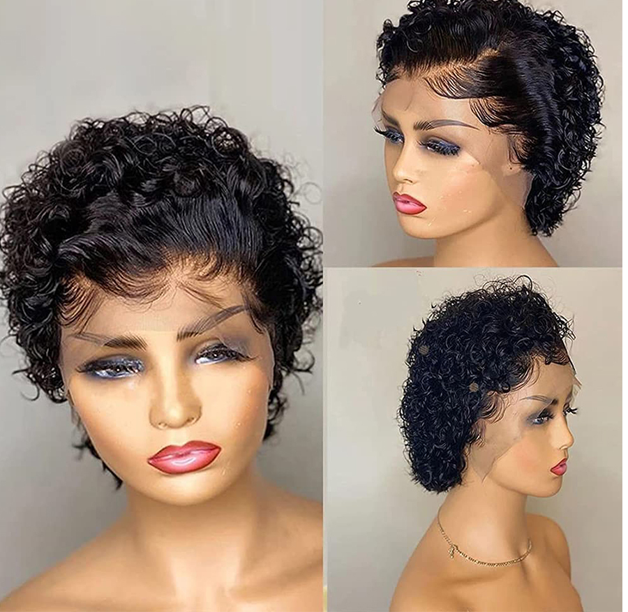 Short Curly Human Hair Wig Side J Part Lace Wigs for Black Women Human Hair Short Curly Bob Wigs Short Kinky Curly Human Hair Wigs for Black Women