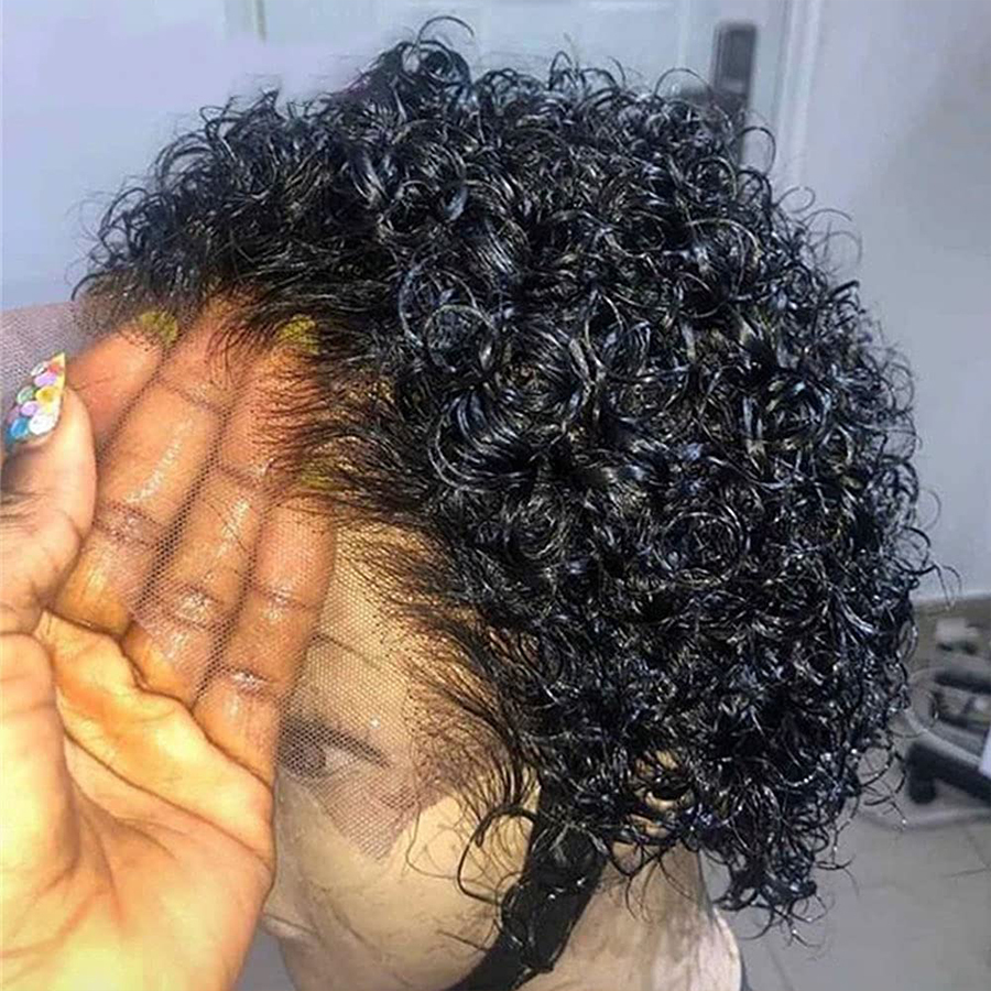 Short Curly Human Hair Wig Side J Part Lace Wigs for Black Women Human Hair Short Curly Bob Wigs Short Kinky Curly Human Hair Wigs for Black Women