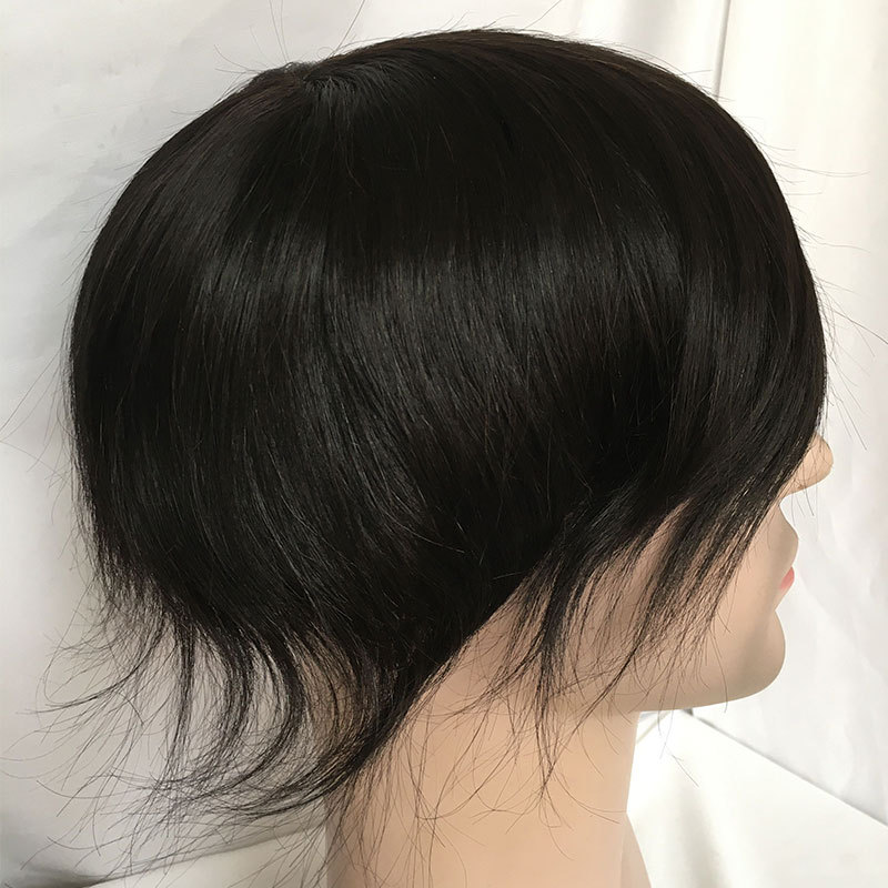 Men's Hairpieces Wigs Toupee Hair System Human Hair Men Toupee Mono Lace With Npu Around Lace Systems Size 7x9 Inch 6 Inch Hair Toupee