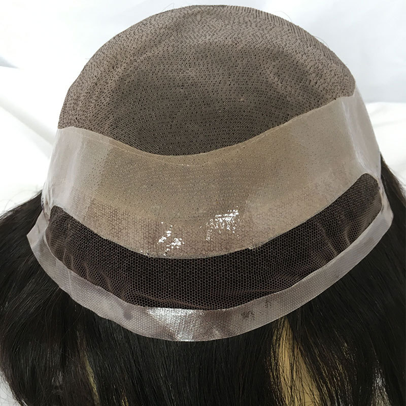 Men's Hairpieces Wigs Toupee Hair System Human Hair Men Toupee Mono Lace With Npu Around Lace Systems Size 7x9 Inch 6 Inch Hair Toupee