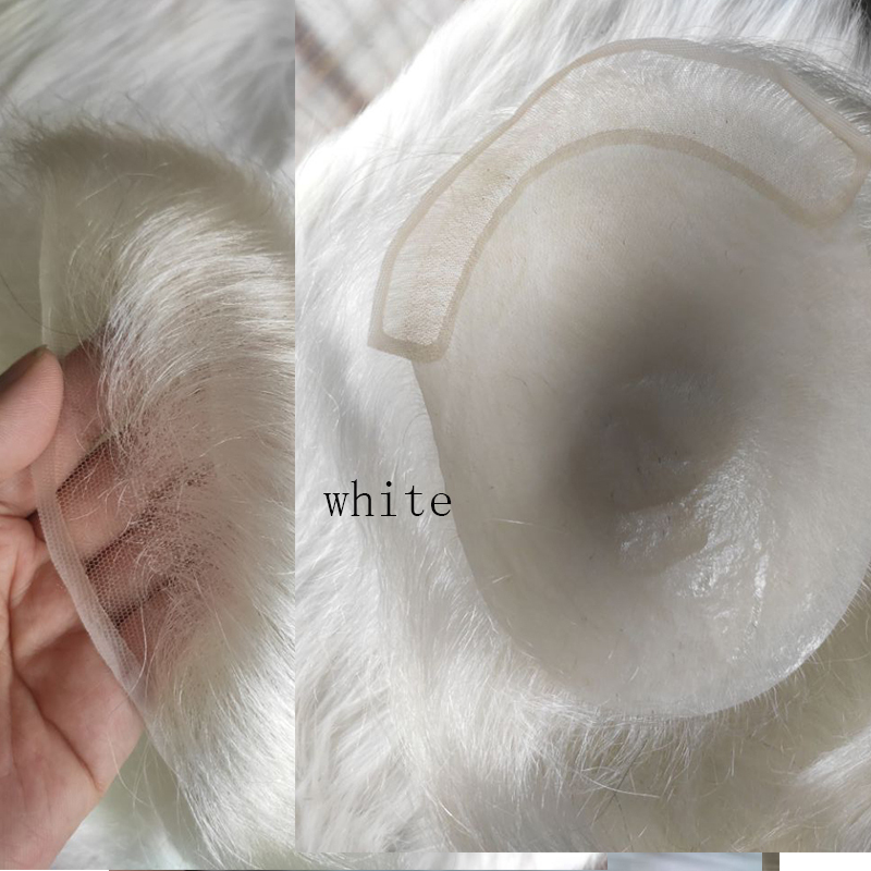 Front Lace Men Toupee Swiss Lace & Skin Men Wigs Replacement System Hair Patch Man Toupee Natural Human Hair System Lace Toupeee