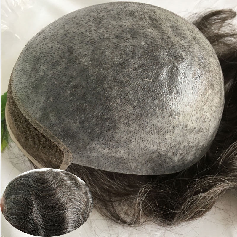 Front Lace Men Toupee Swiss Lace & Skin Men Wigs Replacement System Hair Patch Man Toupee Natural Human Hair System Lace Toupeee