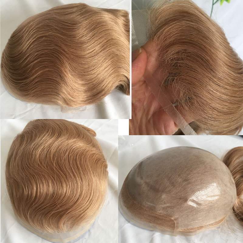 Front Lace Men Toupee Swiss Lace & Skin Men Wigs Replacement System Hair Patch Man Toupee Natural Human Hair System Lace Toupeee