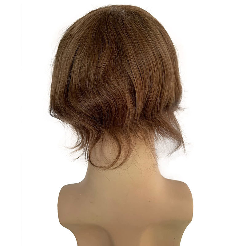 Full Pu 7Inch Medium Density Men Toupee 8x10 Size Brazilian Human Hair Toupee For Men Hair Pieces Thin Skin Base Toupee In Stock 7# Brown Color