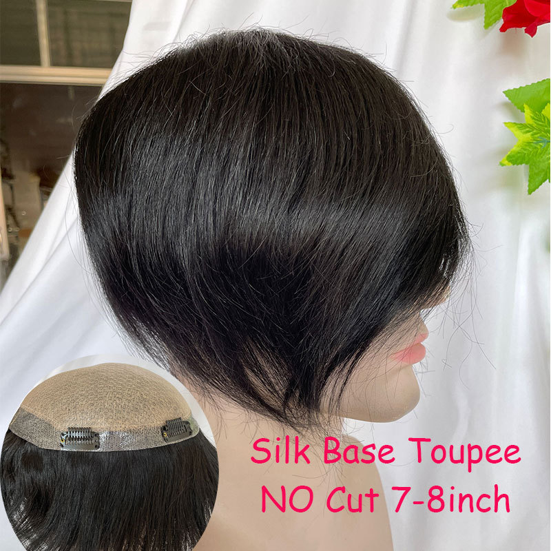 No Cut Full Silk Base With Pu Around Men Silk Base Hair Toupee Human Hair Silk Top Hair Pieces Replacment Men Toupee Straight Hair Wig
