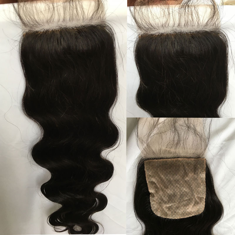 Body Wave Silk Base Human Hair Lace Closure Wigs For Black Women Free Part 100% Virgin Hair Lace Closure Wigs With Baby Hair Top Closure 4X4 Blonde Color