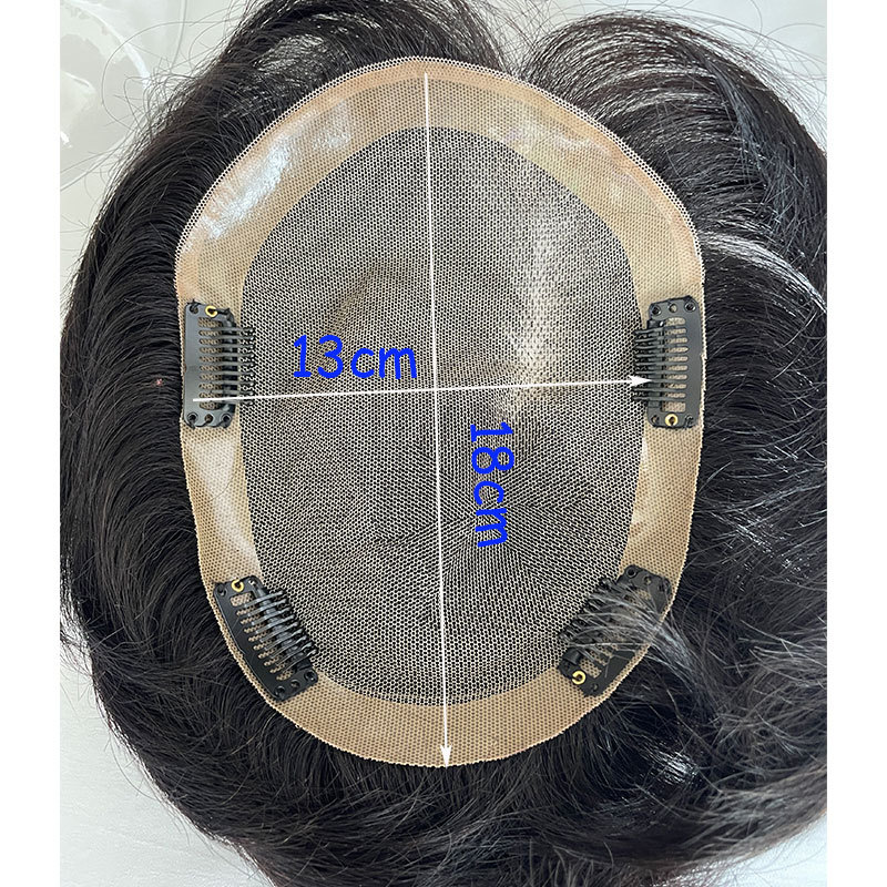Men's Hair System 100%Human Hair Toupee Swiss Lace Toupee For Men With NPU Around Clip In Hair System Toupee 1B Color Hair Piece