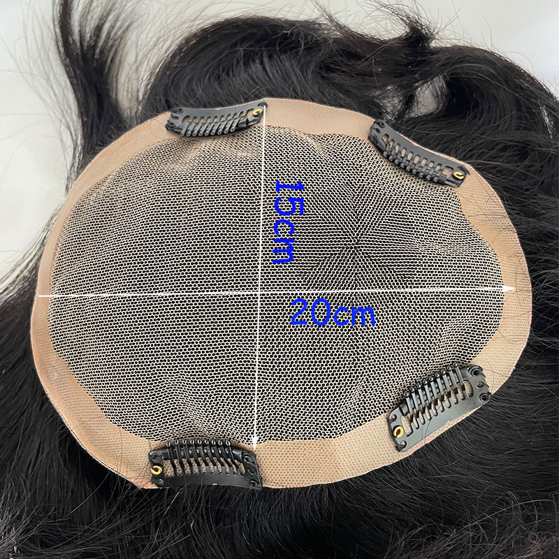 Men's Hair System 100%Human Hair Toupee Swiss Lace Toupee For Men With NPU Around Clip In Hair System Toupee 1B Color Hair Piece