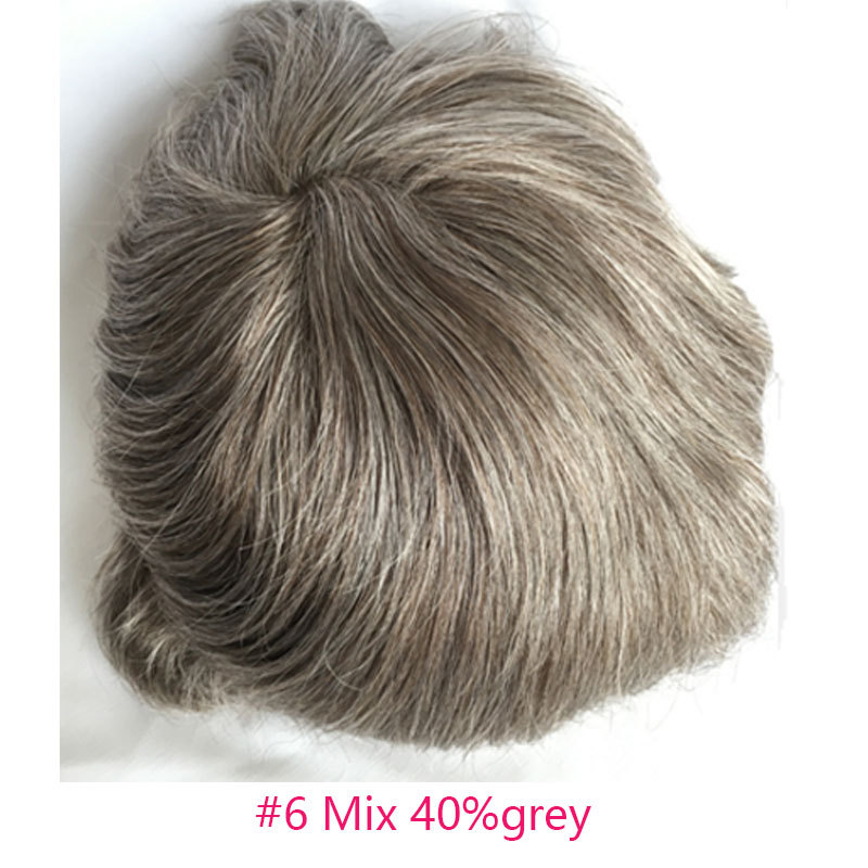 Durable Fine Mono Mens Hair Replacement System 6" Indian Human Hair Toupee 130% Hair Denstiy Mono Wig for Men 10x8 Men's Lace Hair Pieces
