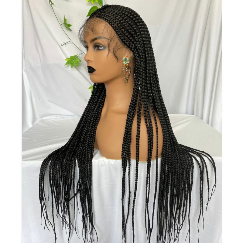 Voloriahair 36inc Full Lace Braided Wigs Synthetic Wig Box Braid with Baby Hair 1B# Color Lace Wigs For Black Women Braided Synthetic Hair Wigs