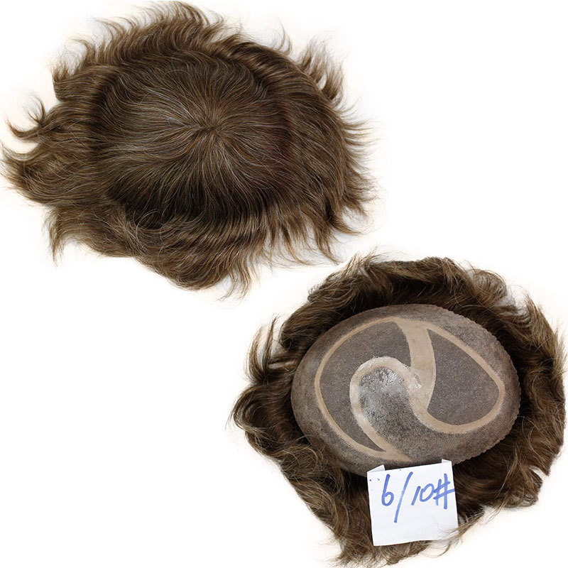 Quality Hair System Mens Toupee European Human hair Replacement for Men Hairpiece Man Wigs 10inchx8inch Hair System Toupee For Men Human Hair Wigs