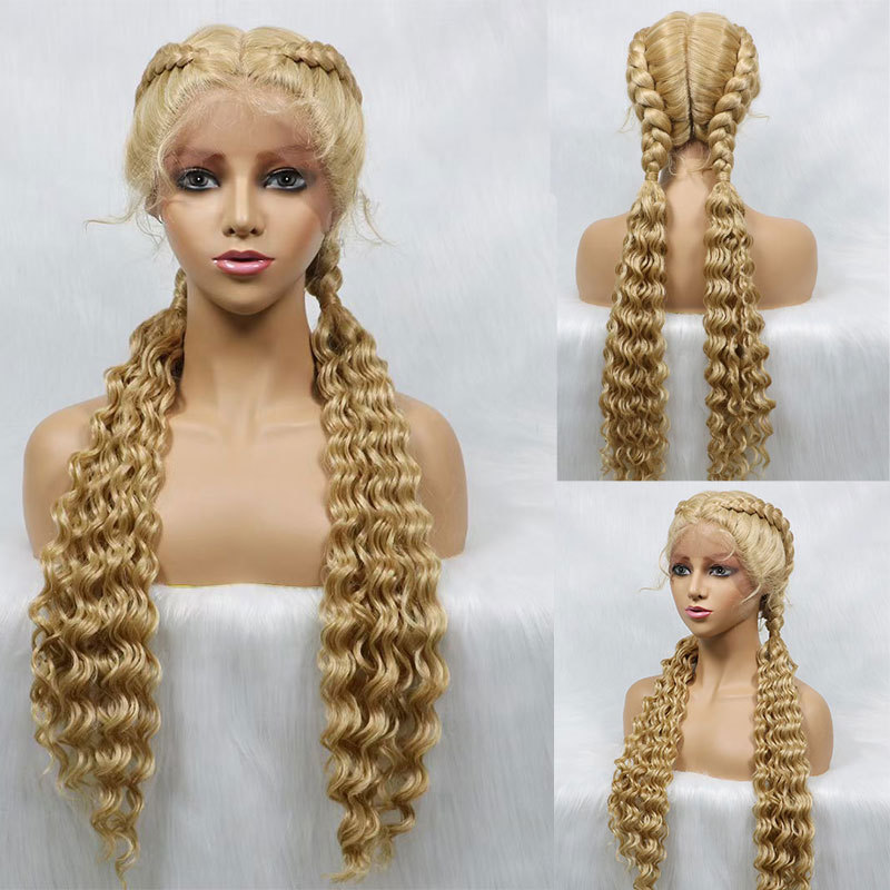 Voloriahair 28 Inches 100% Hand Braided Wigs With Baby Hair For Women Synthetic Hair Middle Part  Lace Braids Wigs Synthetic Hair Wigs