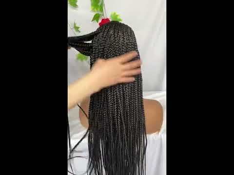 Voloriahair 36inc Full Lace Braided Wigs Synthetic Wig Box Braid with Baby Hair 1B# Color Lace Wigs For Black Women Braided Synthetic Hair Wigs