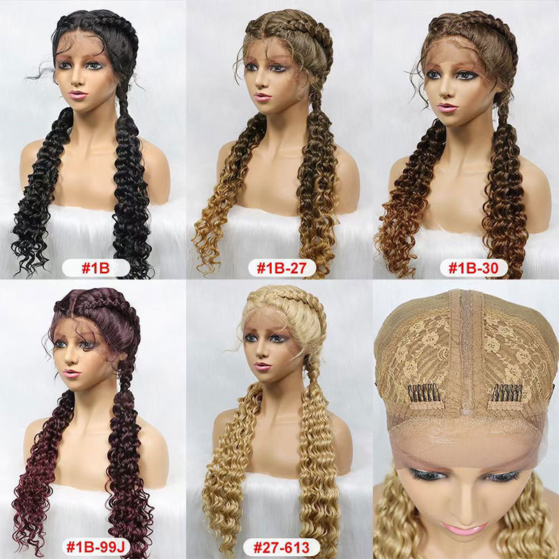 Voloriahair 28 Inches 100% Hand Braided Wigs With Baby Hair For Women Synthetic Hair Middle Part  Lace Braids Wigs Synthetic Hair Wigs