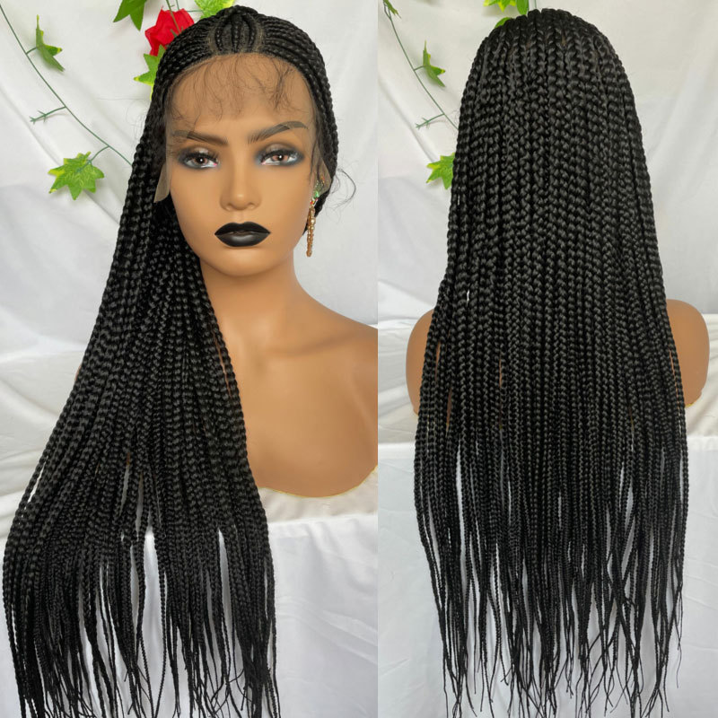 Voloriahair 36inc Full Lace Braided Wigs Synthetic Wig Box Braid with Baby Hair 1B# Color Lace Wigs For Black Women Braided Synthetic Hair Wigs
