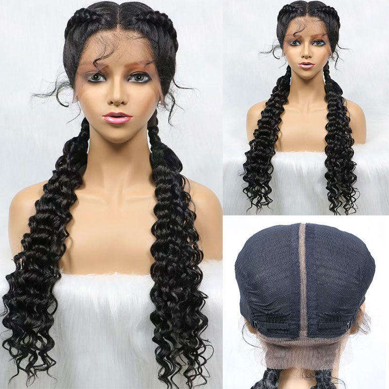 Voloriahair 28 Inches 100% Hand Braided Wigs With Baby Hair For Women Synthetic Hair Middle Part  Lace Braids Wigs Synthetic Hair Wigs