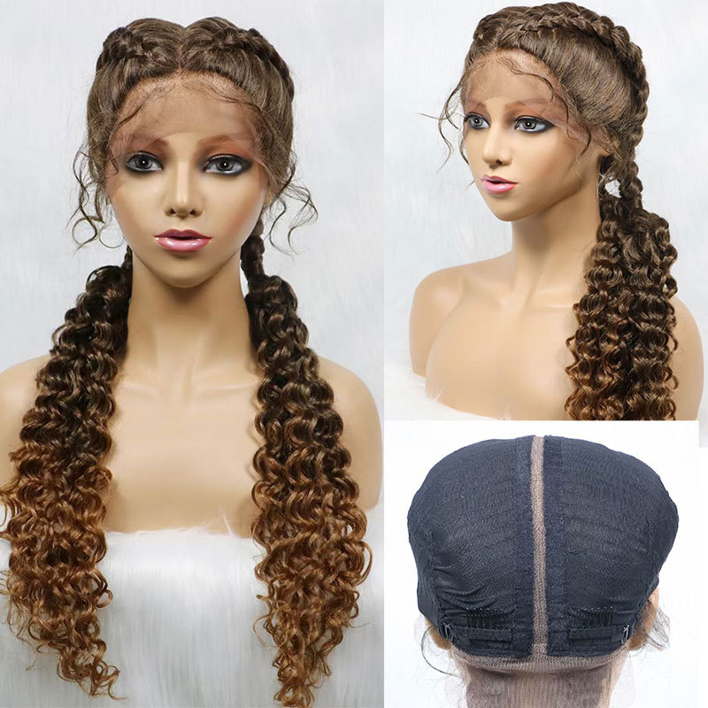 Voloriahair 28 Inches 100% Hand Braided Wigs With Baby Hair For Women Synthetic Hair Middle Part  Lace Braids Wigs Synthetic Hair Wigs