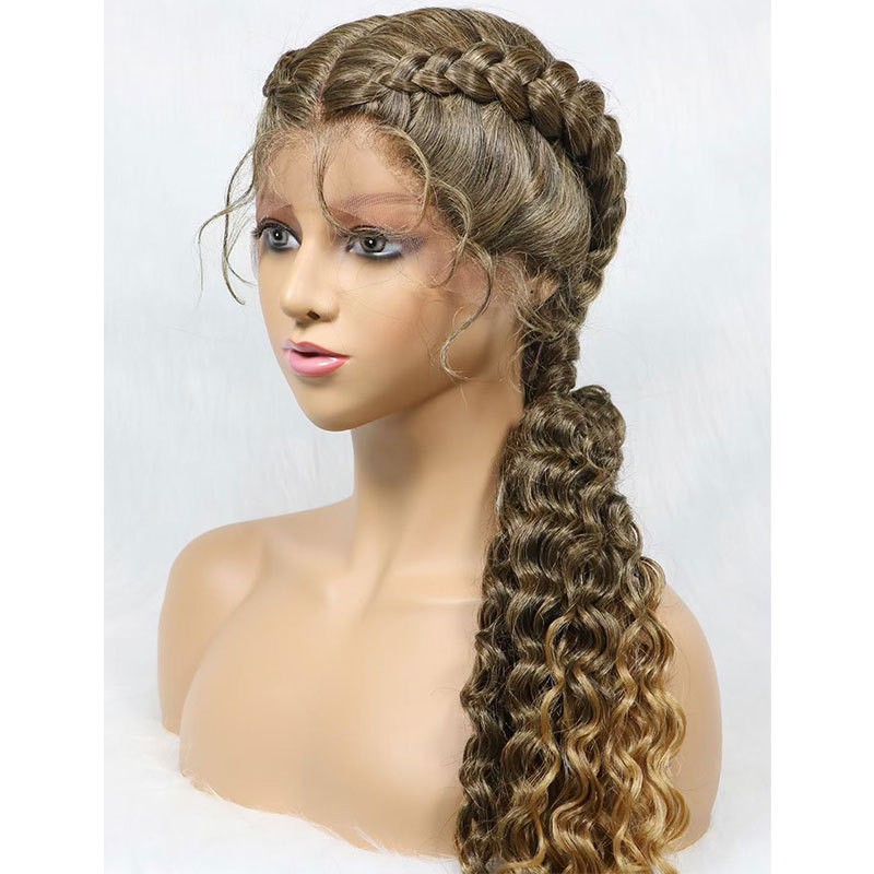 Voloriahair 28 Inches 100% Hand Braided Wigs With Baby Hair For Women Synthetic Hair Middle Part  Lace Braids Wigs Synthetic Hair Wigs