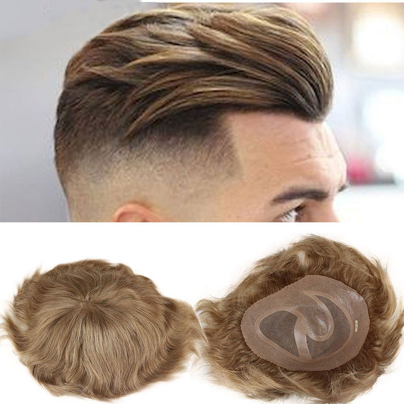 Quality Hair System Mens Toupee European Human hair Replacement for Men Hairpiece Man Wigs 10inchx8inch Hair System Toupee For Men Human Hair Wigs