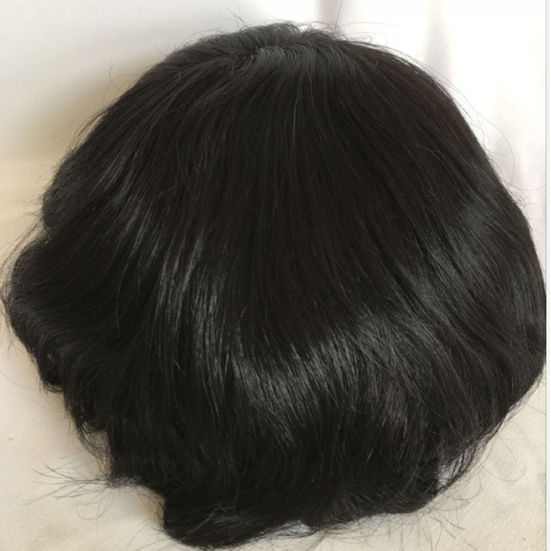 Voloria Fine Mono Lace Men's Toupee Human Hair Poly Skin Around Hair Replacement System Durable NPU Monofilament Wig Hairpiece For Men Hair System Man Toupee 10X8inch