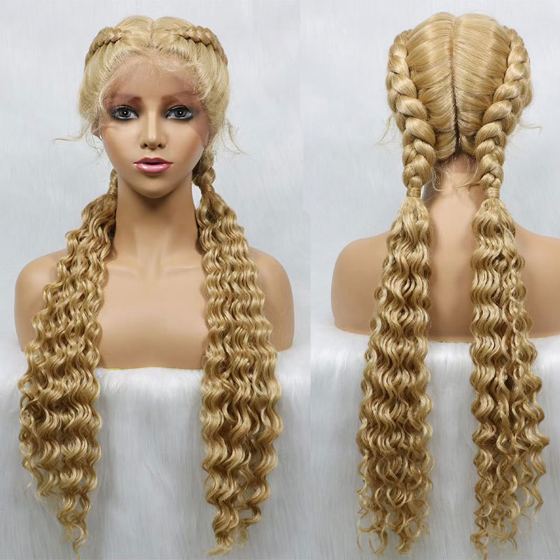 Voloriahair 28 Inches 100% Hand Braided Wigs With Baby Hair For Women Synthetic Hair Middle Part  Lace Braids Wigs Synthetic Hair Wigs