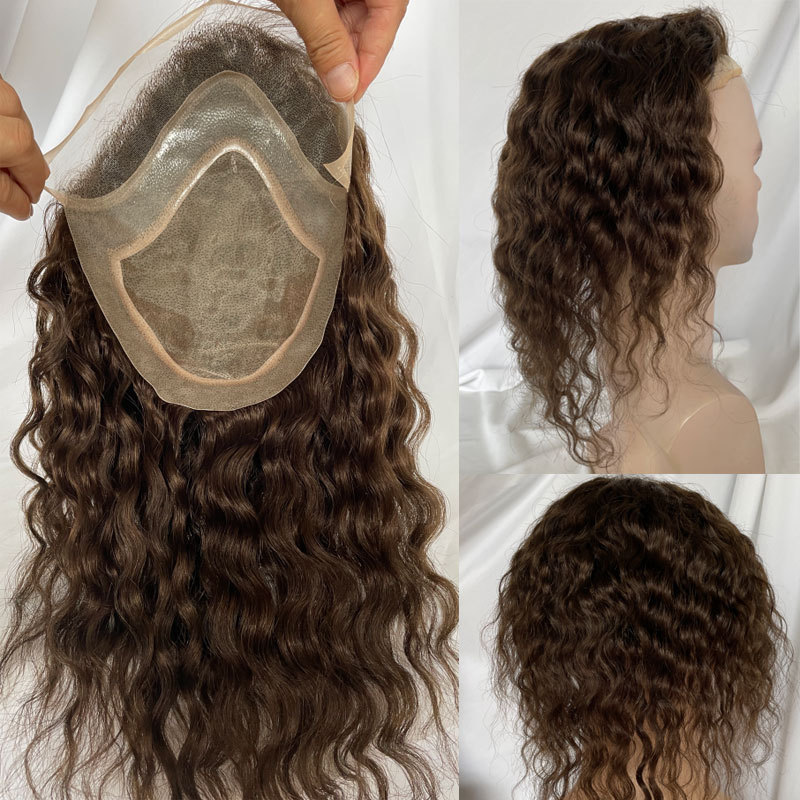 12inch 100%European Virgin Human Hair Toupee For Men Hairpiece Mono Lace with PU Around Men Wigs Toupee Hair Natural Curly WigsToupee Mens 8*10inch