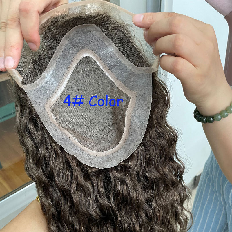 Volorihair 12inch Long Toupee Hair 100%European Virgin Human Hair Toupee For Men Hairpiece Mono Lace with PU Around Men Wigs Toupee Hair Natural Curly WigsToupee Mens 8*10inch
