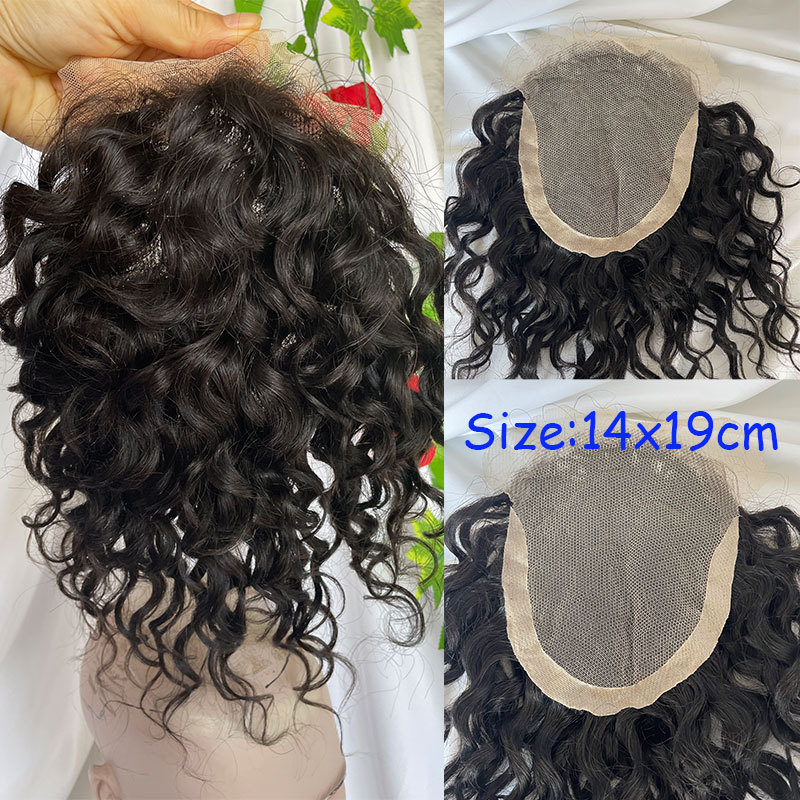 Mens Wig Human Hair Toupee Freach Lace Front With PU Toupee 150% Density 14x19cm Toupee Men Hair Remy Hair System Products Swiss Lace Toupee