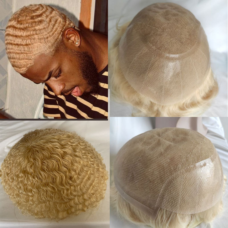 Afro Curl Toupee For Black Men African Toupee For Men Hairpieces Mens Toupee Replacement System French Lace Human Hair Men Wigs Q6 Toupee 360 Wave Curly