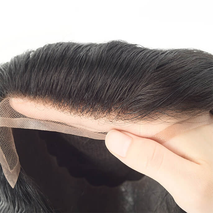 Custom French Lace With Skin Back And Sides Q6 Hair System Wholesale For Men