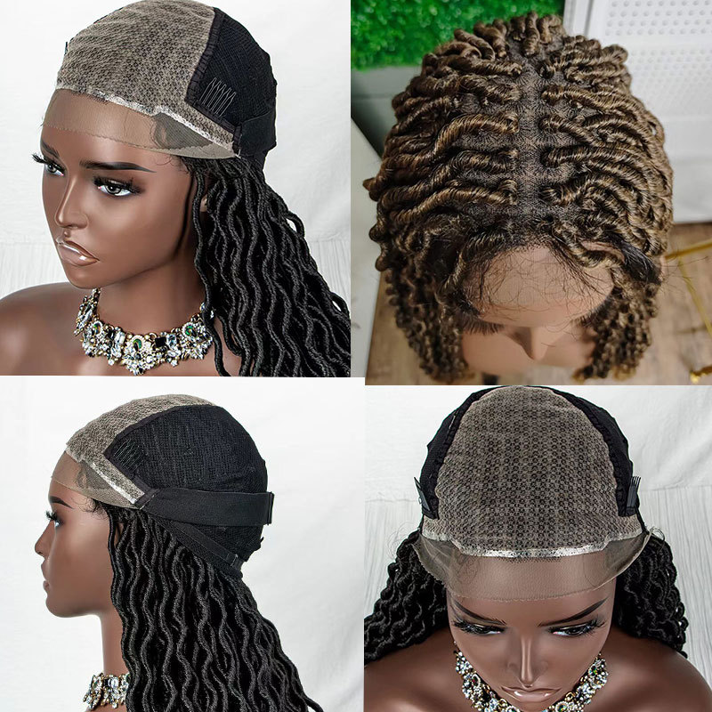 Voloriahair 36inch Braided Wigs For Black Women Synthetic Hair Wigs Long Curly Wig Brown Highlight Wigs For Women Curly Wavy Synthetic Middle Part Wigs
