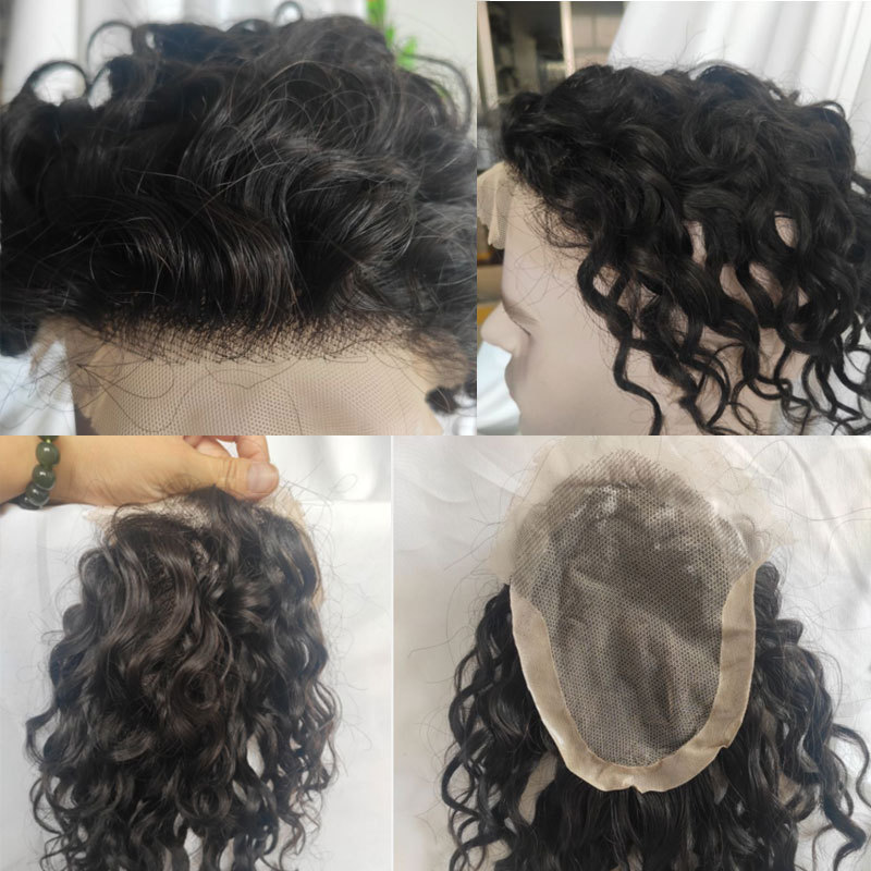 Mens Wig Human Hair Toupee Freach Lace Front With PU Toupee 150% Density 14x19cm Toupee Men Hair Remy Hair System Products Swiss Lace Toupee