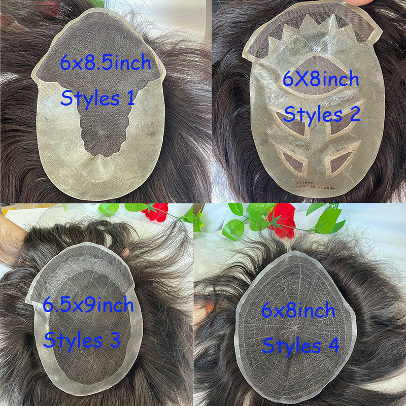 Voloria Toupee Wholesale Factory Swiss Lace Hair Piece Men's Toupee Human Hair For Men Replacement System With Pu Natural Hairline Men Toupee 6X8inch Natural Brown Color