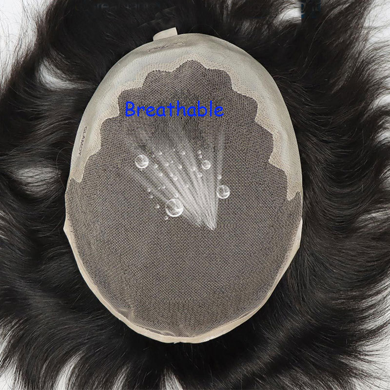 Voloria Toupee Wholesale Factory Swiss Lace Hair Piece Men's Toupee Human Hair For Men Replacement System With Pu Natural Hairline Men Toupee 6X8inch Natural Brown Color
