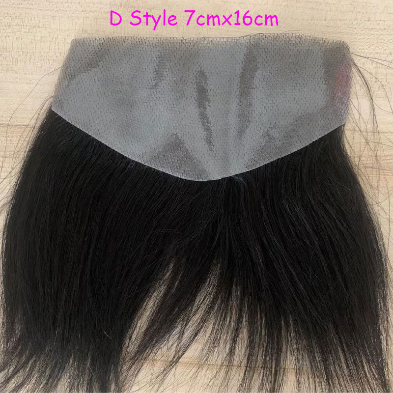 Front Men Toupee 100% Human Hair Piece For Men V Style Front Toupee Wig Remy Hair With Thin Skin Base Natural Hairline Toupee 6inch 1B  Color