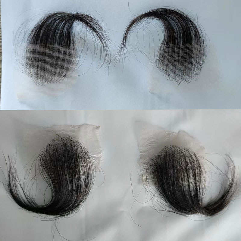 2Pcs/Pair HD Swiss Lace Hairline Baby Hair Wigs Stripes Human Virgin Hair Edge Reusable More Natural Color