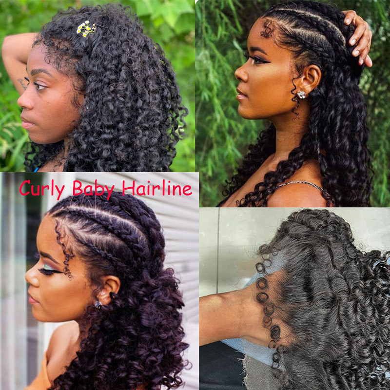 2Pcs/Pair HD Swiss Lace Hairline Baby Hair Wigs Stripes Human Virgin Hair Edge Reusable More Natural Color