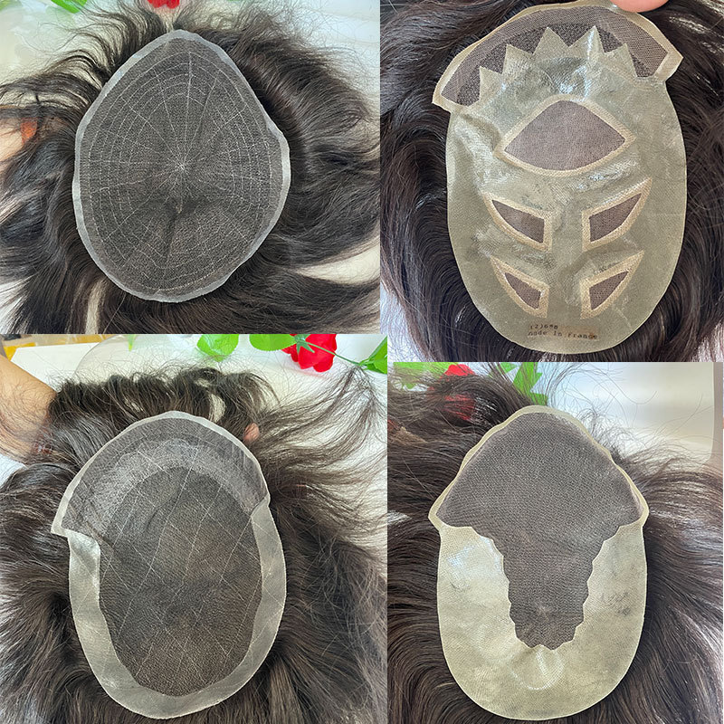 Voloria Toupee Wholesale Factory Swiss Lace Hair Piece Men's Toupee Human Hair For Men Replacement System With Pu Natural Hairline Men Toupee 6X8inch Natural Brown Color