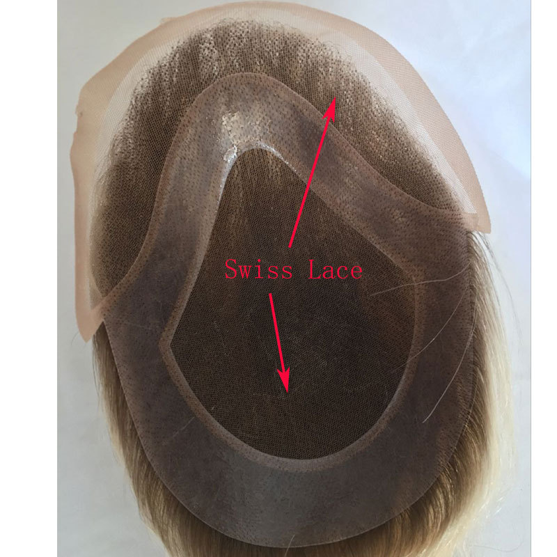 Men's Toupee Human Hair 8x10 Hairpiece For Mens Hair Replacement System Bases Short Touppe Men Wigs Swiss Lace Toupee Ombre 60# Color 3inch Cut Wigs