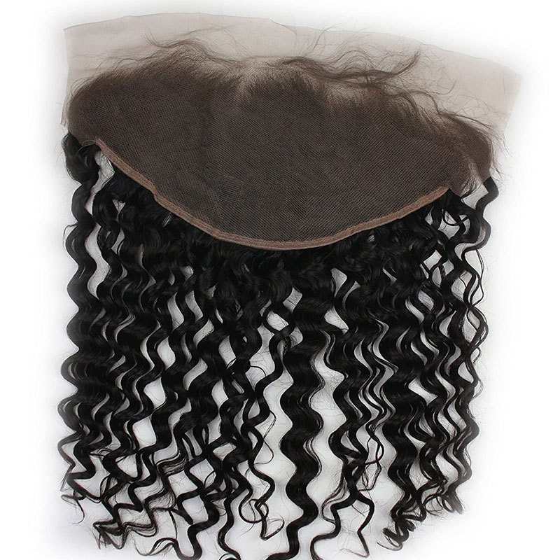 100% Human Hair Lace Frontal 13x6 Deep Wave Lace Frontal Transparent Lace Full Ear to Ear Lace Closure With Baby Hair Bleached Knots