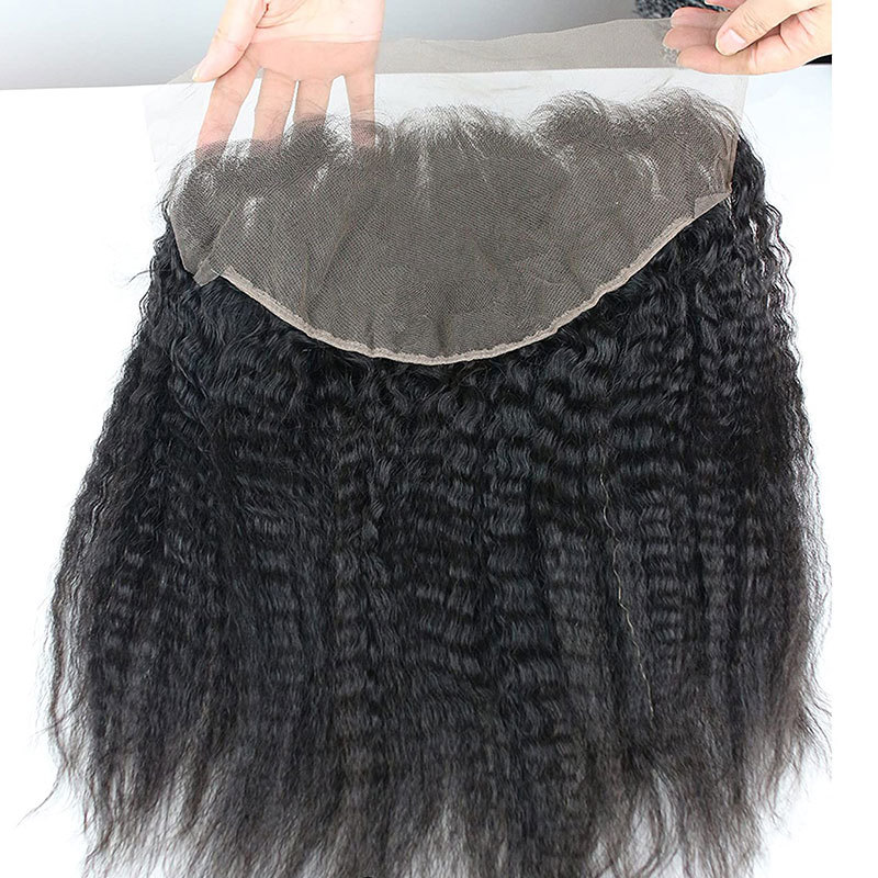 Voloriahair 13x6 Virgin Remy Kinky Straight Human Hair Pre Plucked Full Lace Frontals Hair Pieces Kinky Curly Ear To Ear Lace Frontal Closure With Baby Hair
