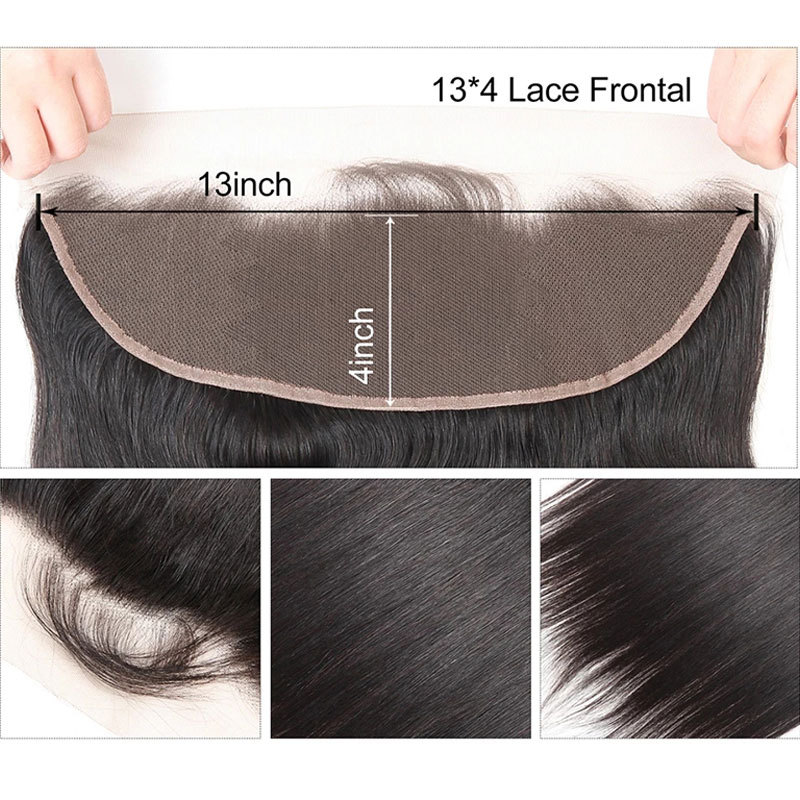 13x4 Lace Frontal Closure Transparent Lace Frontal Closure Free Part Natural Straight 100% Brazilian Remy Human Hair Pre Plucked Body Wave Closure