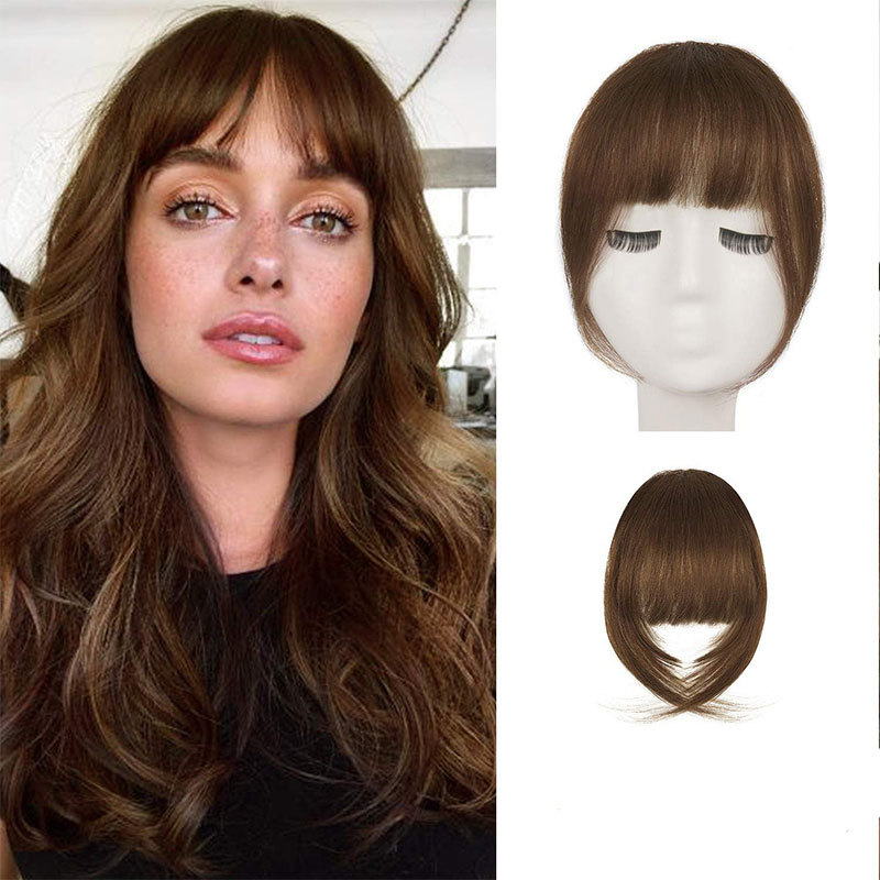 Bangs Hair Clip 27/613 Light Color Brazilian Human Hair Clip-in Hair Bang Full Fringe Short Straight Hair Extension For Women 6-8inch