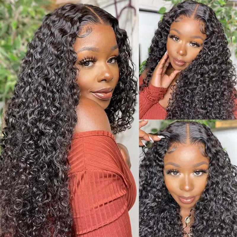 Voloriahair V Part Water Wave Human Hair Wig With 2X5inch Water Wavy V-part Wigs No Leave Out Upgraded Middle Part U Part Wig For Black Women Clip in Half Wig