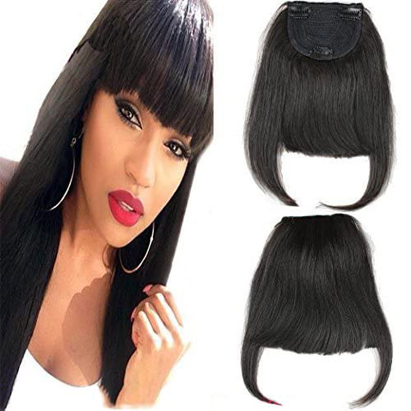 Bangs Hair Clip 27/613 Light Color Brazilian Human Hair Clip-in Hair Bang Full Fringe Short Straight Hair Extension For Women 6-8inch