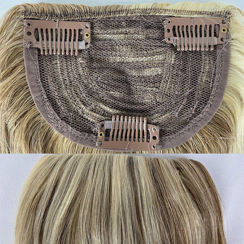 Bangs Hair Clip 27/613 Light Color Brazilian Human Hair Clip-in Hair Bang Full Fringe Short Straight Hair Extension For Women 6-8inch
