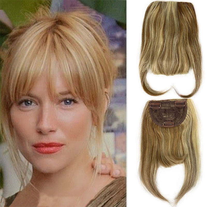 Bangs Hair Clip 27/613 Light Color Brazilian Human Hair Clip-in Hair Bang Full Fringe Short Straight Hair Extension For Women 6-8inch